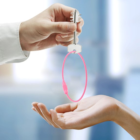 WEUVEB Smooth Pink Metal Keychain Parts Easy Install for Decoration 10Pcs