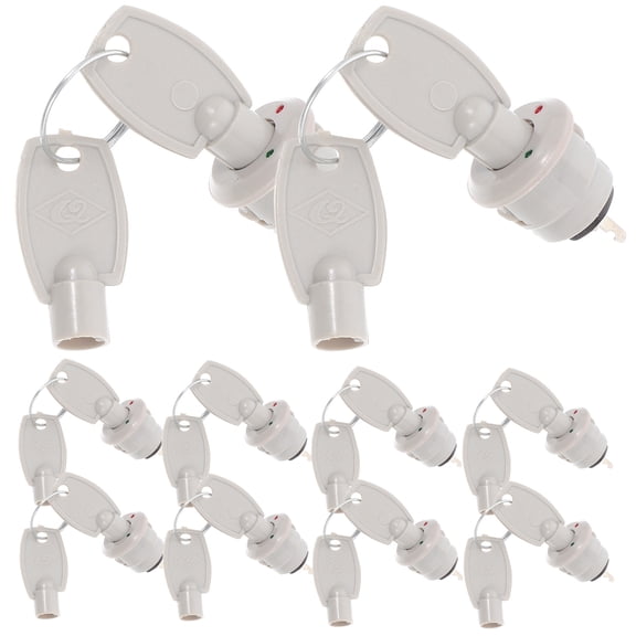 WEUVEB 10Sets White Plastic Lock Key Switch for Control Panel with Easy to Install Rotary Design