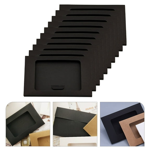 WEUVEB 10pcs Kraft Paper Box with Window for Envelop Packaging Simple Design