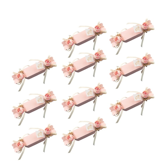 WEUVEB 10pcs Elegant Favor Boxes Candy Boxes for Weddings Pink Paper Gift Packaging