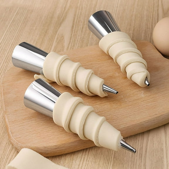 WEUVEB 12Pcs Plated Silver Cone Cake Baking Molds Reusable Stainless Steel Horn Tubes