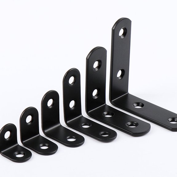 WEUVEB 12Pcs Black L Shaped Corner Brace Sturdy Anti Rust Stainless Steel Bracket