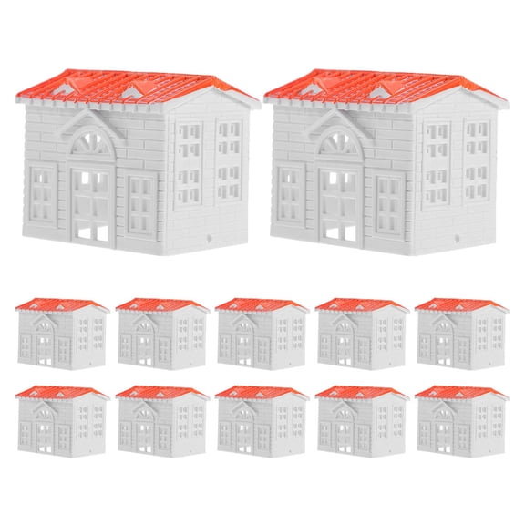WEUVEB 12-Piece Miniature Cottage Building Model Set for Collectors, White ABS Material, 6.00 x 5.30 x 4.80 cm