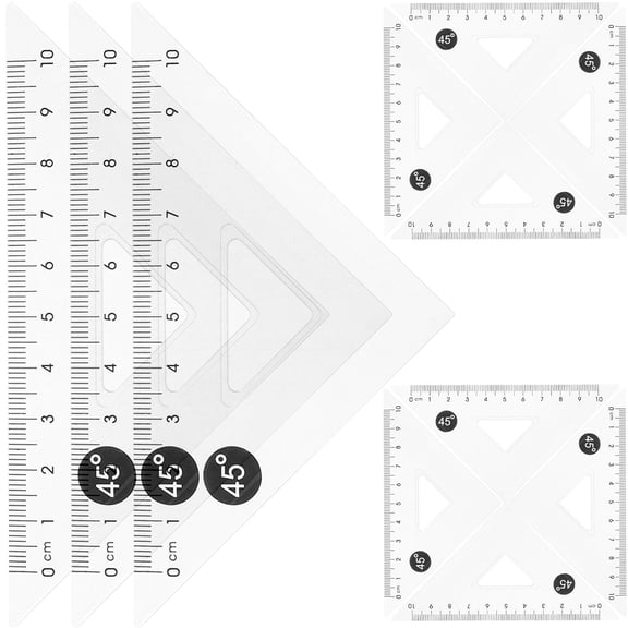 WEUVEB 12Pcs Clear Plastic Triangle Rulers for Accurate Measurement and Drawing in Office
