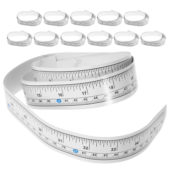 WEUVEB 12Pcs White Dual Scale Fish Measuring Ruler Tape Sticker for Fishing Boats