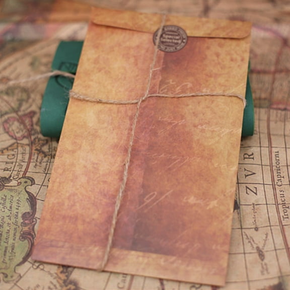 WEUVEB 12Pcs Mini Kraft Envelope Rectangular for Postcard Container and Gifting Brown 6.3x4.3in