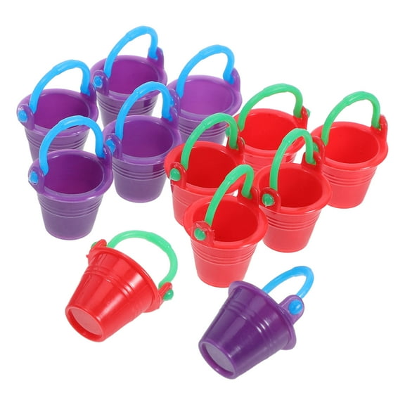 WEUVEB 12Pcs Mini Sand Buckets Purple Red Abs Material Decorative Realistic Craftsmanship For House Decor