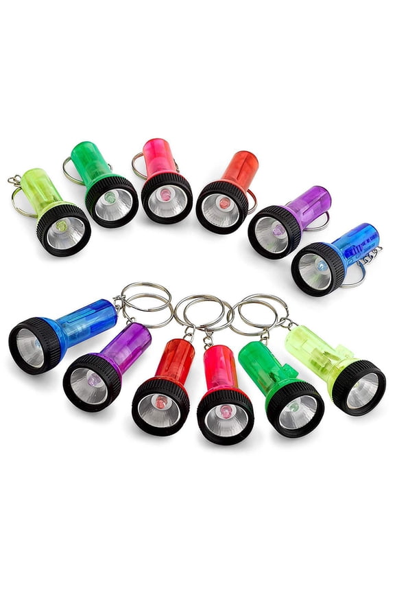 12Pcs Mini Torch Keychains Assorted Color Plastic Metal LED Lighting for Camping
