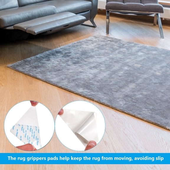 WEUVEB 12Pcs Rug Pad Gripper Carpet Tape Double Sided Reusable Rug Holder Stickers Assorted Colors
