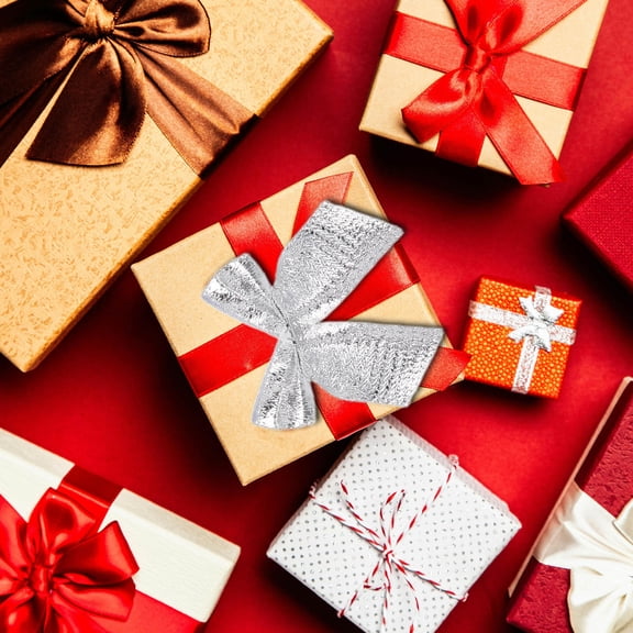 WEUVEB 12Pcs Silver Fabric Bows for Crafting and Present Wrapping Versatile Decoration Bows