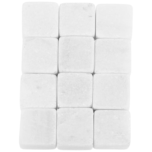 WEUVEB 12Pcs White Marble Reusable Ice Cubes Convenient Wear-Resistant Wine Stones