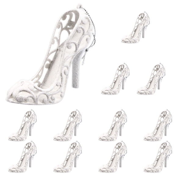 WEUVEB Chic White Foam High Heel Shoes Party Ornament for Home Decor 12Pcs