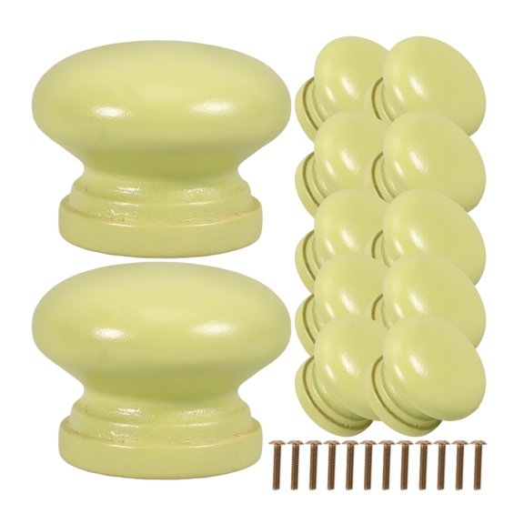 WEUVEB 12Pcs Light Green Wood Furniture Pull Handle Round Knob for Cabinet Doors