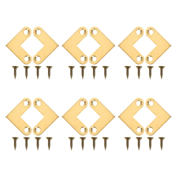WEUVEB 12-Piece Copper L-Shaped Corner Braces, 90 Degree Flat Support Plates for Wood Furniture, Shelf and Cabinet Repair Hardware
