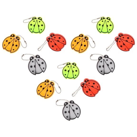 WEUVEB 12-Pack Ladybug Reflective Keychain Charms for Backpack, Purse, Bag Accessories and Safety Decoration