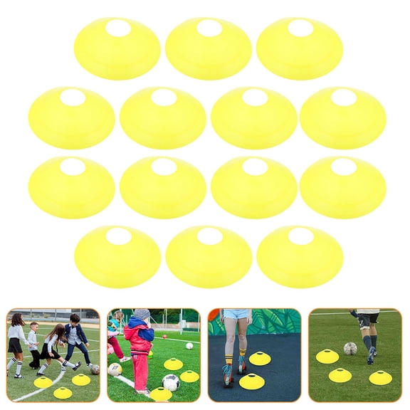 WEUVEB 14Pcs Yellow Portable Agility Training Disc Cones for Football .9x7.9in
