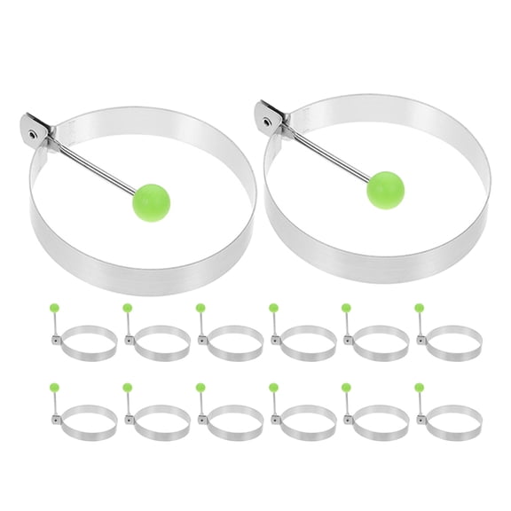 WEUVEB 15Pcs Breakfast Egg Rings Silver Metal Egg Poacher Non Stick Tool For Breakfast Preparation