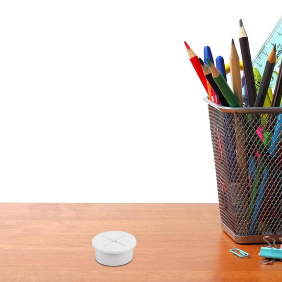 WEUVEB 15Pcs White Plastic Cable Hole Covers for Office Desk Cord Management