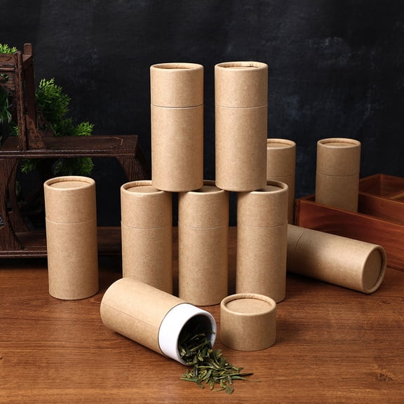 WEUVEB 15-Piece Kraft Paper Cylinder Boxes for Tea Storage, Rustic Style Containers for Home Organization and Kitchen Use