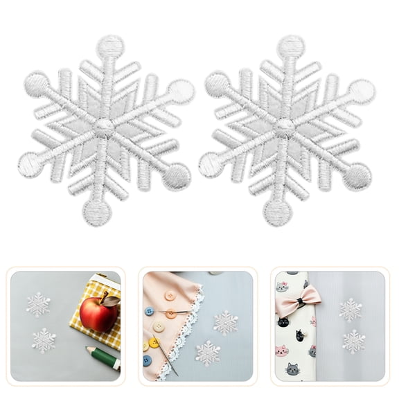 WEUVEB 15pcs Snowflake Iron on Applique White Embroidered Patch for Clothes