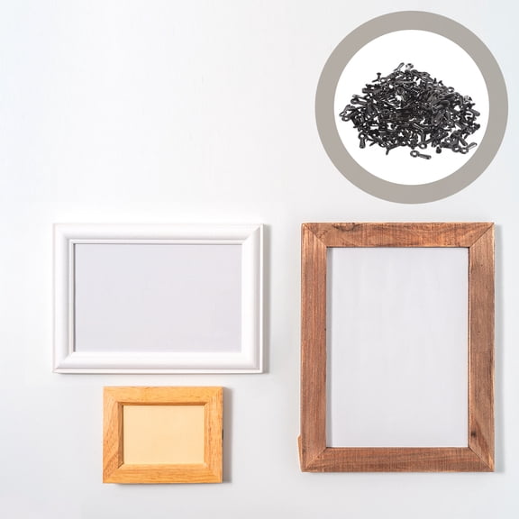 WEUVEB 160Pcs Black Picture Frame Backing Clips Metal Turn Buttons for Hanging Photos Drawings and Posters