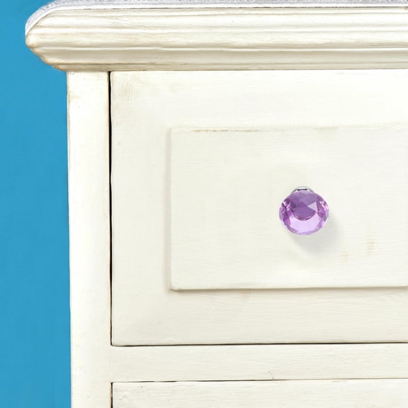 WEUVEB 16Pcs Crystal Glass Door Pulls Clear Purple Cabinet Knobs for Furniture Upgrade