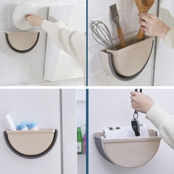 WEUVEB 1Pack Beige Wall Mount Trash Bin With PP Material For Efficient Garbage Pail Use