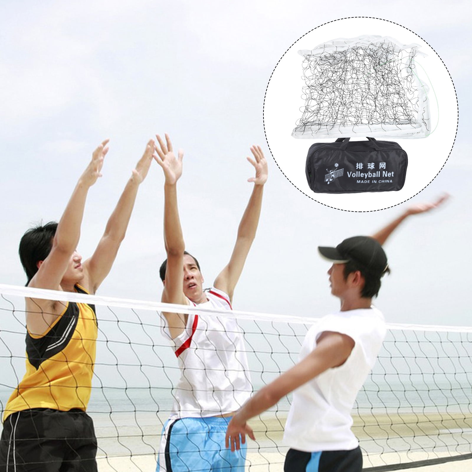 WEUVEB Standard Black Volleyball Net for Backyard Beach and Outdoor Sport Use Portable Polyethylene Durable