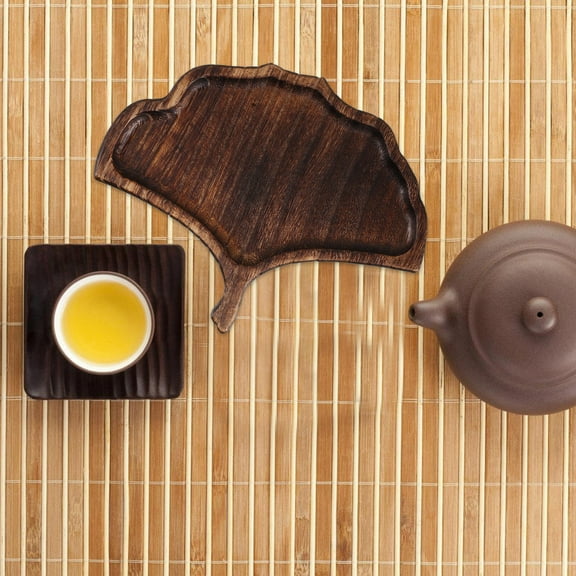 WEUVEB Leaf Wooden Decorative Tray Dark Brown Wood 1Pcs for Home Use