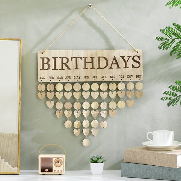 WEUVEB Beige 1Pack Wooden Family Sign Home Decoration Birthday Countdown Nordic Style