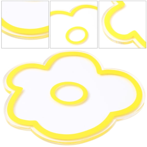WEUVEB Yellow Floral Acrylic Placemat with Integrated Cup Holder, Decorative Dining Table Mat for Home and Kitchen Use