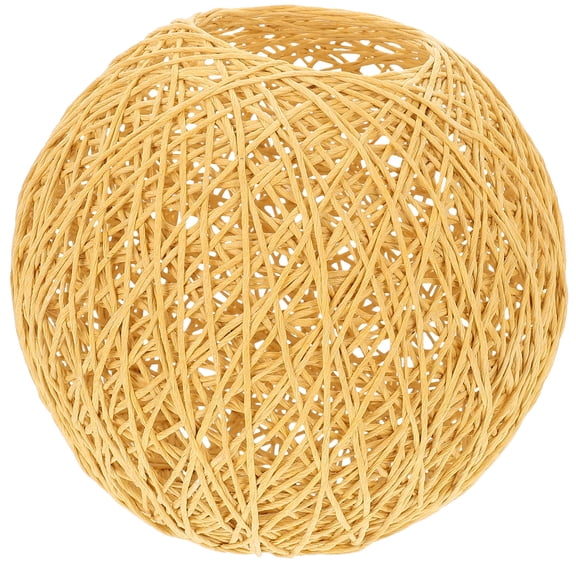 WEUVEB Khaki Rattan Ball Lamp Shade Indoor Hanging Light Cover for Table and Ceiling Lamps