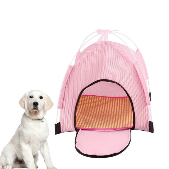 WEUVEB 1Pc Pink Portable Outdoor Pet Tent Foldable Sunscreen Tent with Durable Polyester Fiber Material