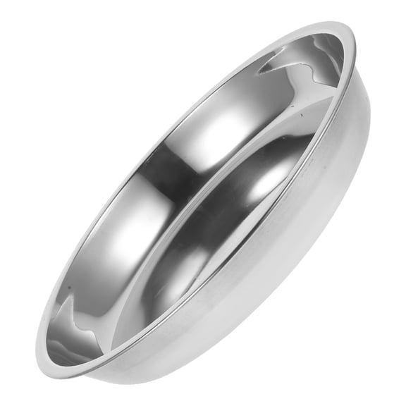 WEUVEB Plated Silver Stainless Steel Pasta Plate Elegant Round Serving Plate for Bbq and Western Steak