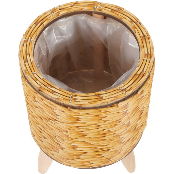 WEUVEB Light Brown Wooden Tripod Woven Planter Pot Holder 1PCS Modern Indoor Plant Rack