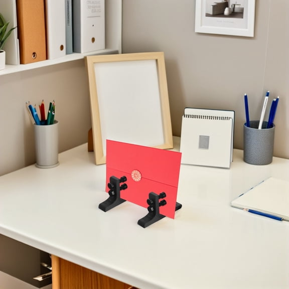 WEUVEB 1Pair Adjustable Mirror Stand for Home with Stable Black Base and Versatile Thickness Support