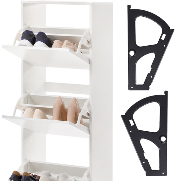 WEUVEB 1 Pair Black Stainless Steel Frame Hinges for Shoe Cabinet Hardware, Space-Saving Design for Home Storage