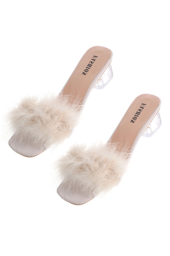 1Pair Lady Summer Slipper Durable PU Rubber Beach Sandals Chunky Heel