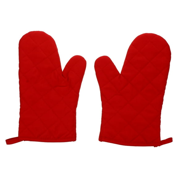 WEUVEB 1Pair Microwave Oven Gloves Red Non Slip Heat Resistant Kitchen Cooking Mitts