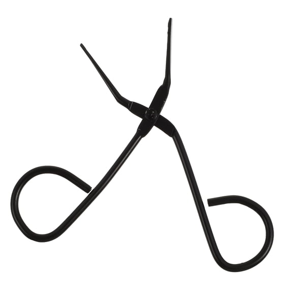 WEUVEB Slanted Tip Eyebrow Tweezers Black Stainless Steel Precision Grooming Tool with Scissors Handle 1 Pc