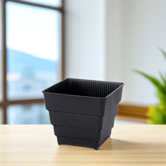 WEUVEB 1Pc Black Resin Flower Pot Simple Decorative Flower Holder for Home Office and Garden Use