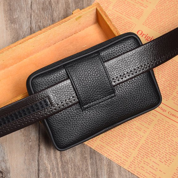 WEUVEB Retro Style Black Waist Bag with Zipper for Phone and Essentials