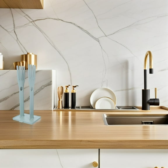 WEUVEB 1Pc Rubber Gloves Storage Rack with Multi-Functional Drain for Kitchen