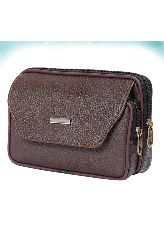 1Pc Brown Sports Waist Pouch with Zipper Wallet for Men Suitable for Travel and Cycling