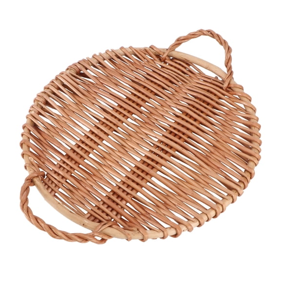 WEUVEB 1Pc Brown Willow Food Tray Storage Plate for Serving Desserts Snacks and Fruits