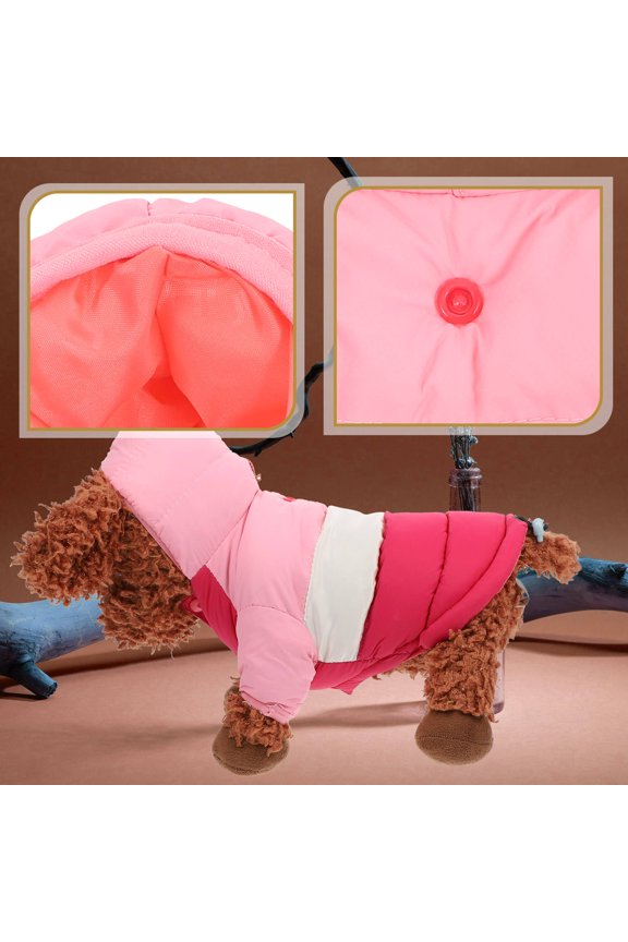 1Pc Dog Coat Cotton Down Vest Warm Hooded Apparel for Walking and Jogging