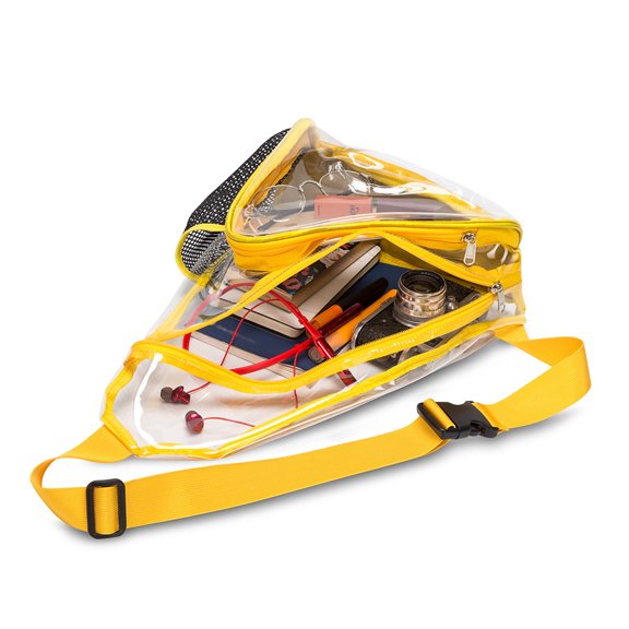 WEUVEB 1Pc Lightweight PVC Crossbody Chest Bag Yellow with Large Storage for Daily Use