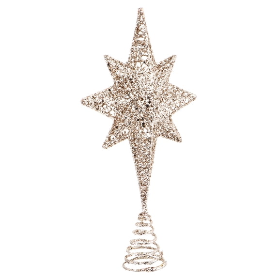 WEUVEB 1Pc Golden Christmas Tree Star Topper with Cone Holder for Festive Tree Decoration