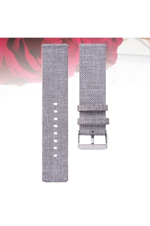 1Pc Light Grey Canvas Wristband Nylon Watch Band Easy to Install Replacement Strap