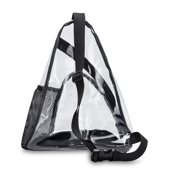 WEUVEB 1Pc Black PVC Chest Bag Comfortable Transparent Sling Bag for Phone Wallet Keys and Pens